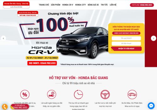 Làm Web Bắc Ninh bàn giao website mới cho Honda Bắc Giang