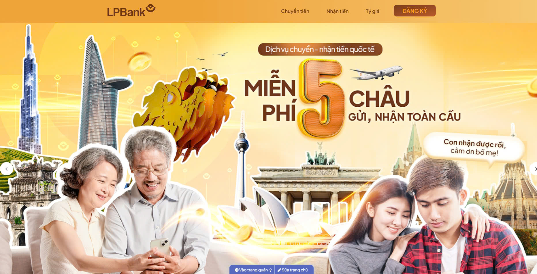 Landingpage của ngân  LPBank.